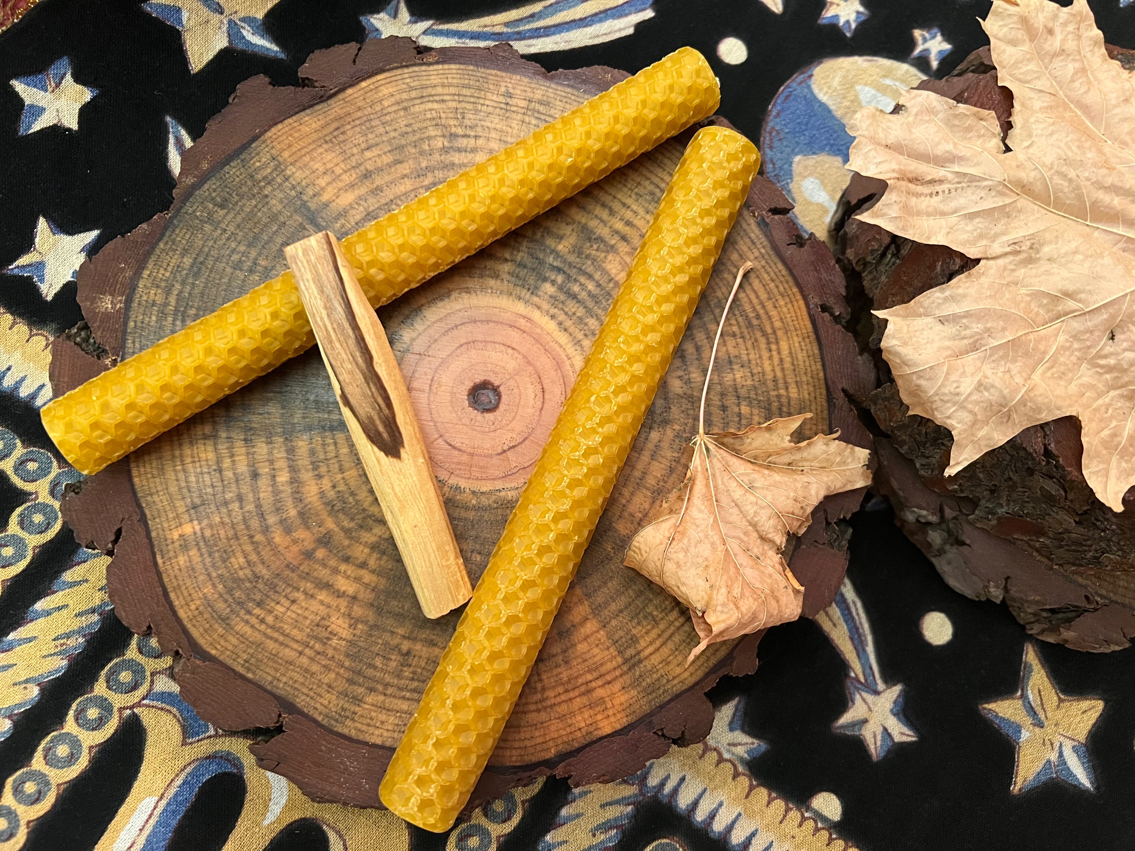 PACK DE VELA DE CERA DE ABEJA (TAMAÑ0 XL)+PALO SANTO